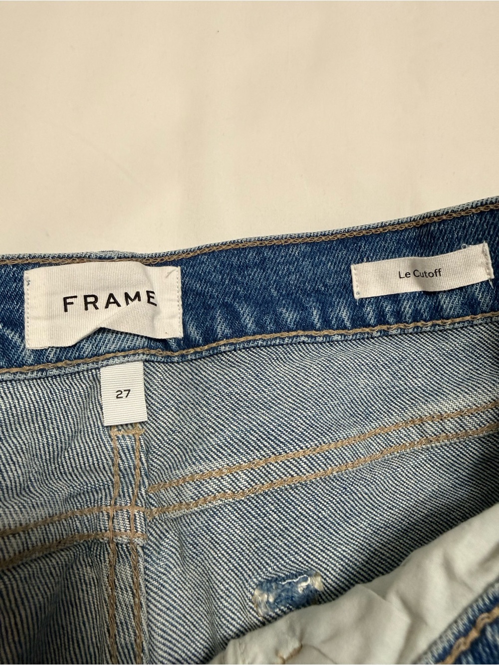 Frame Women’s Distressed Denim Shorts - Blue - Picture 3 of 3